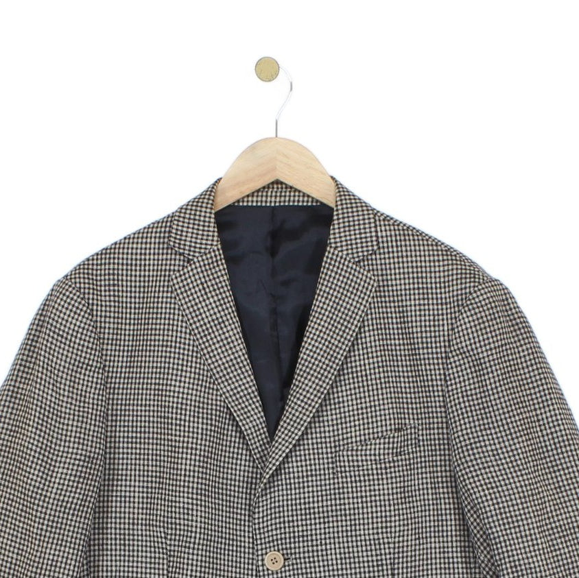 Mens Linen Blazer Check Classic