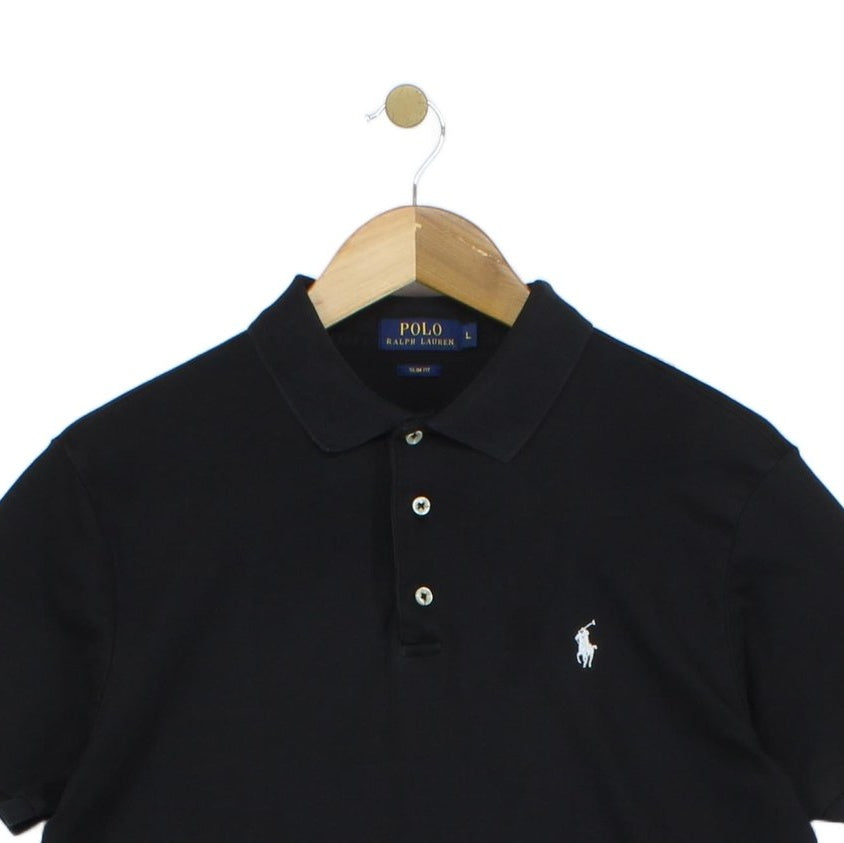 Mens Polo Shirt Stretch Classic Slim Fit Logo