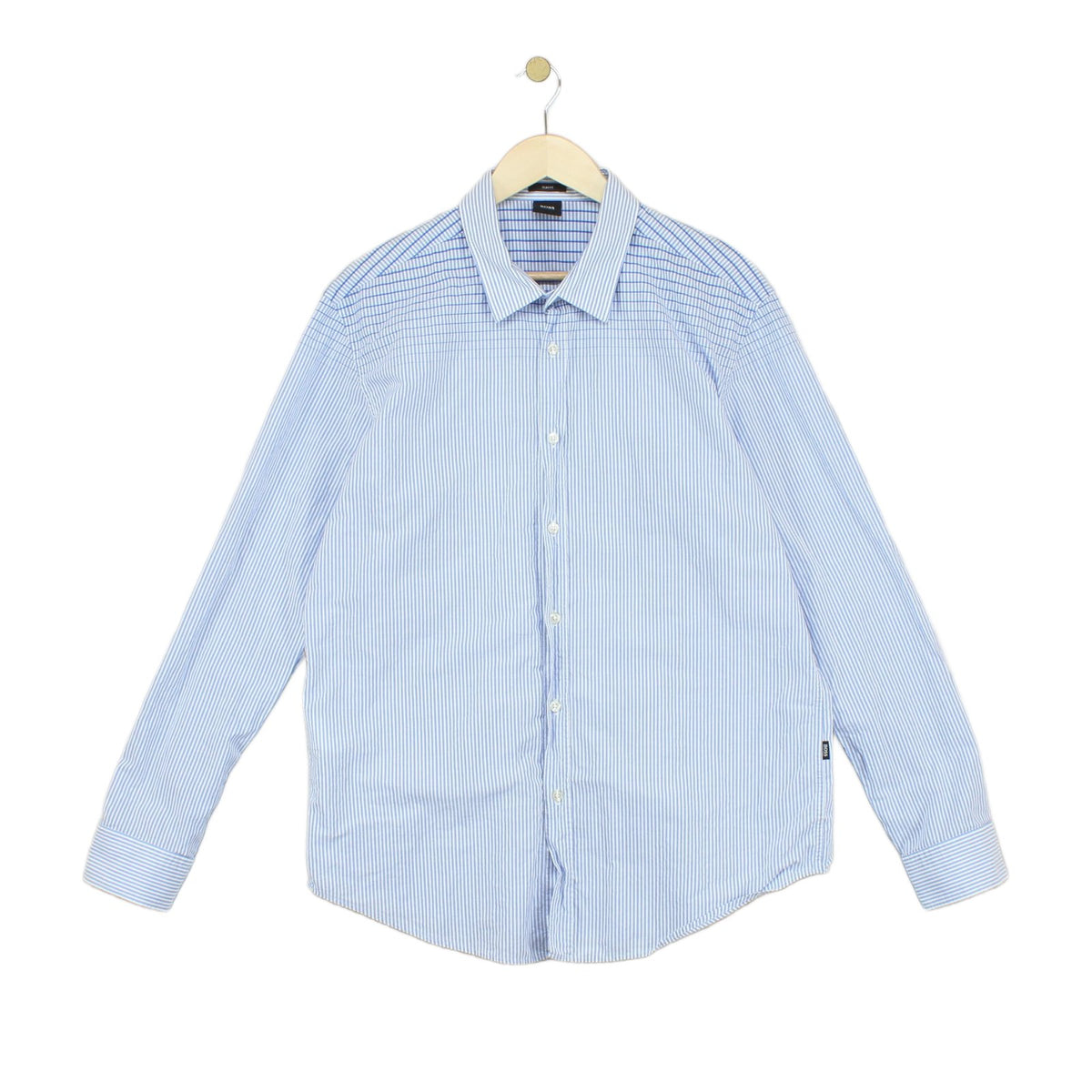 Mens Striped Shirt Long Sleeve Slim Fit