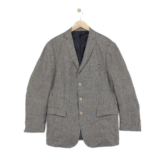 Mens Linen Blazer Check Classic