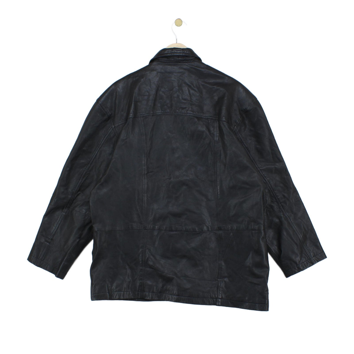 Mens Leather Jacket Double Breasted Notch Lapel