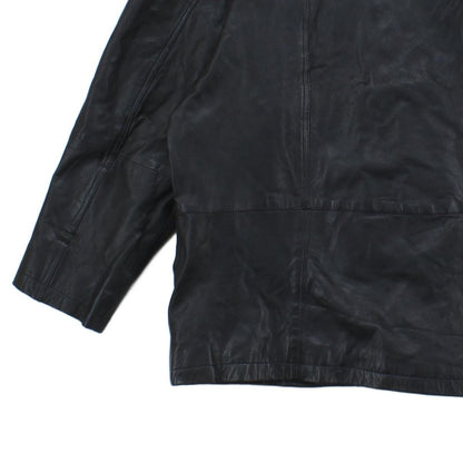 Mens Leather Jacket Double Breasted Notch Lapel