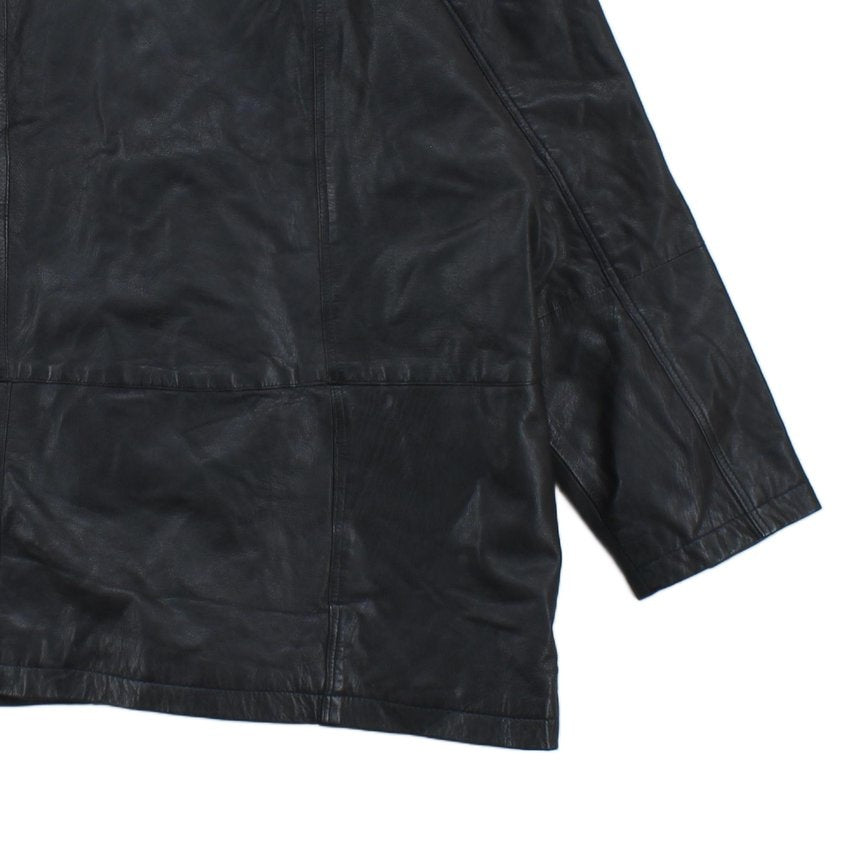 Mens Leather Jacket Double Breasted Notch Lapel