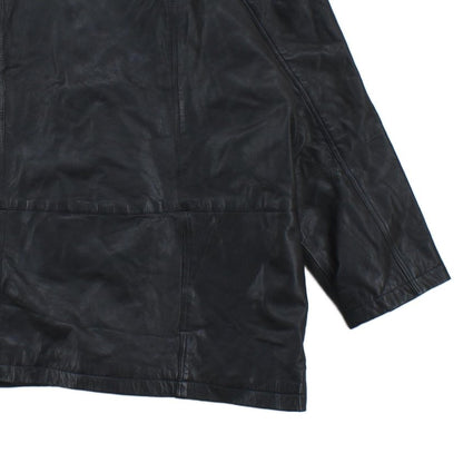 Mens Leather Jacket Double Breasted Notch Lapel