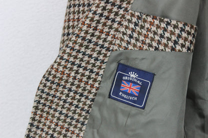 Mens Tweed Blazer Houndstooth Notch Lapel