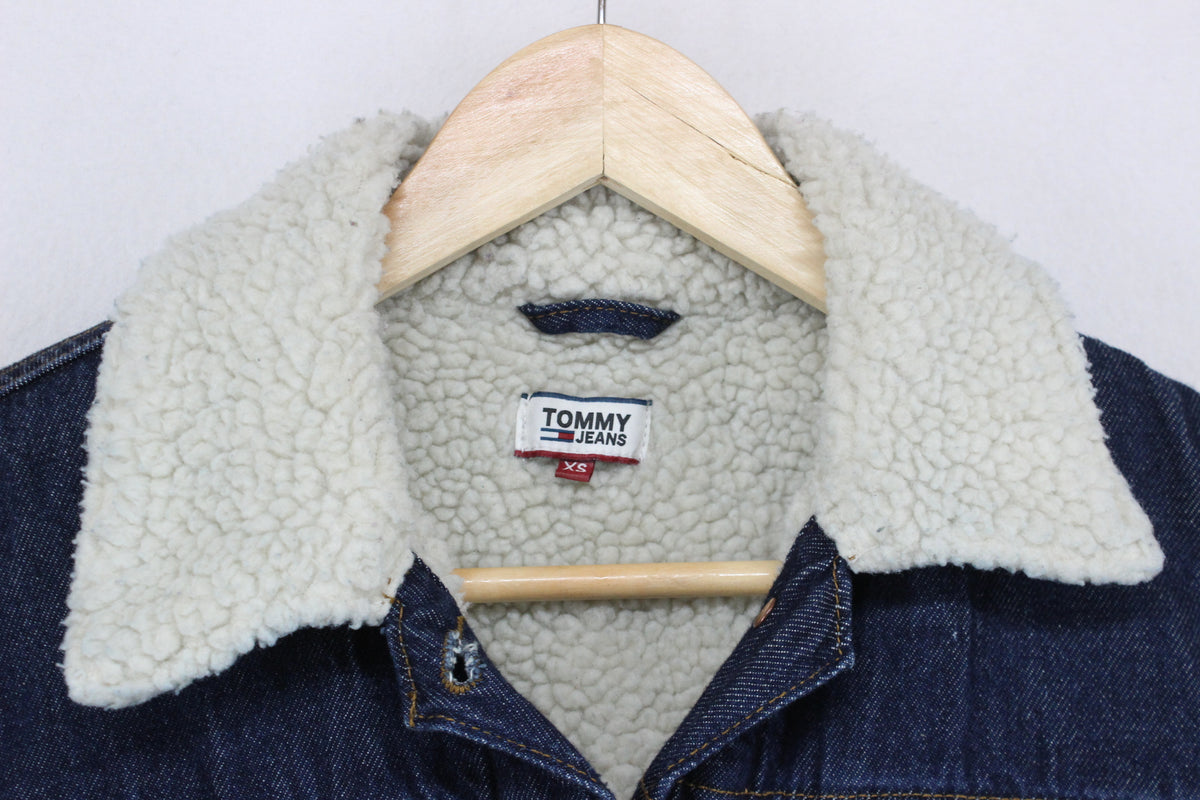 Womens Denim Jacket Sherpa Long Sleeve Cotton