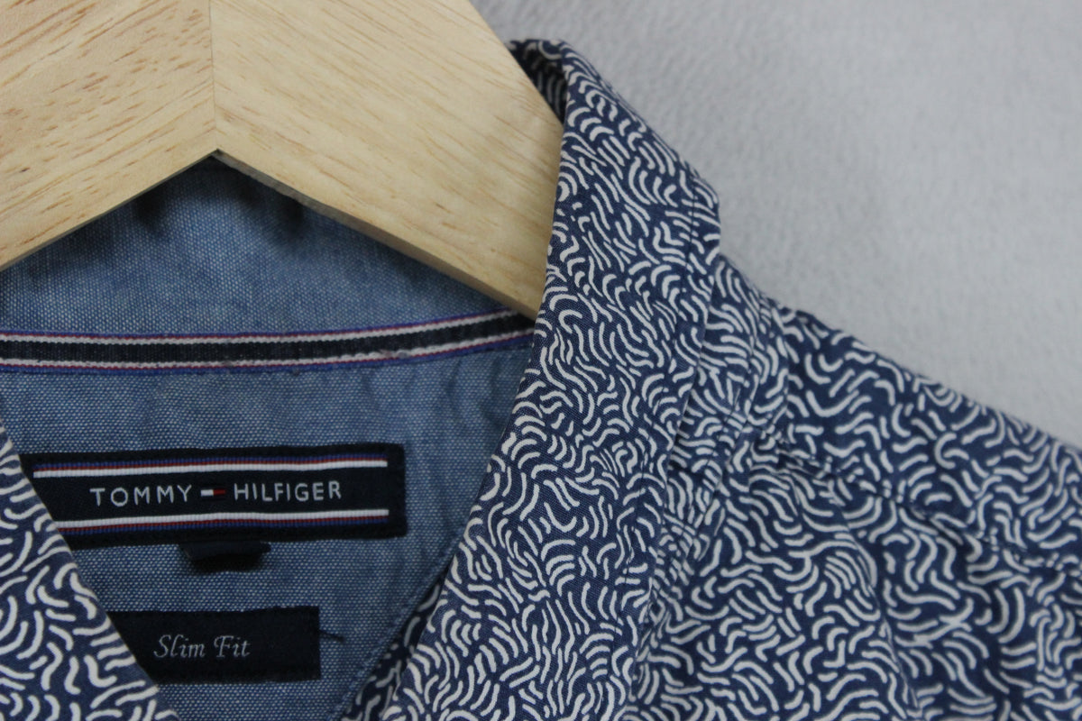 Mens Shirt Short Sleeve Slim Fit Patterned