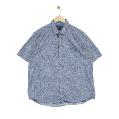 Mens Shirt Short Sleeve Slim Fit Patterned