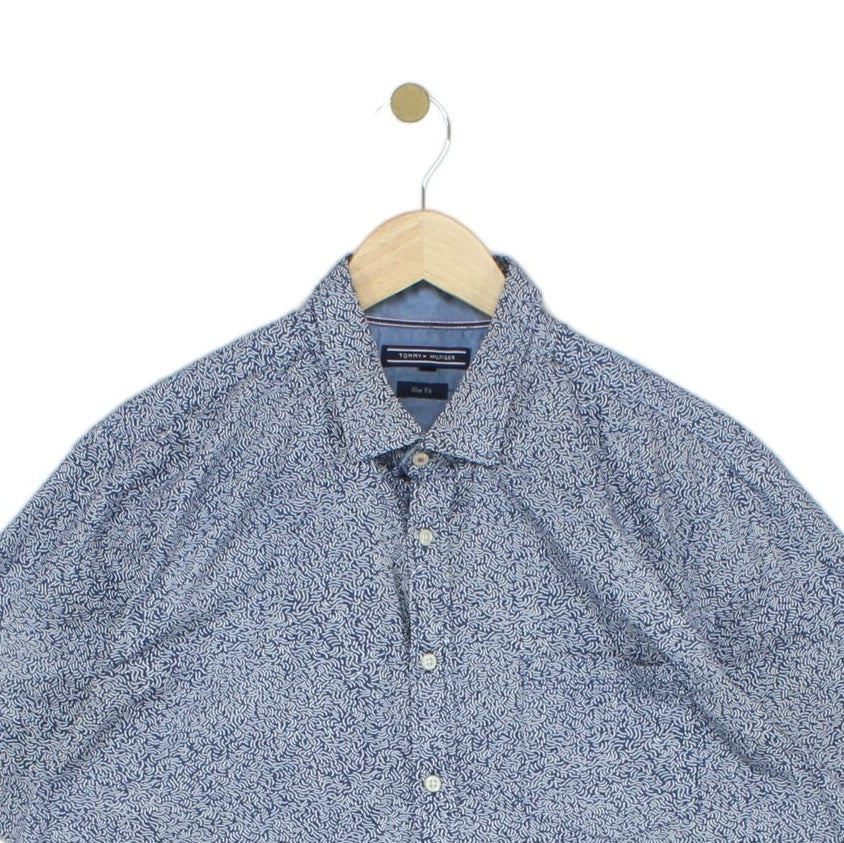 Mens Shirt Short Sleeve Slim Fit Patterned