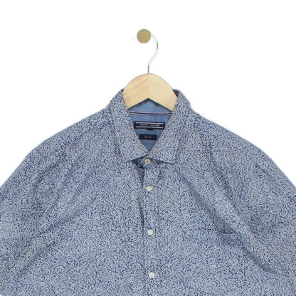 Mens Shirt Short Sleeve Slim Fit Patterned
