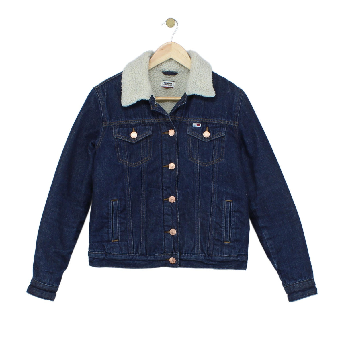 Womens Denim Jacket Sherpa Long Sleeve Cotton