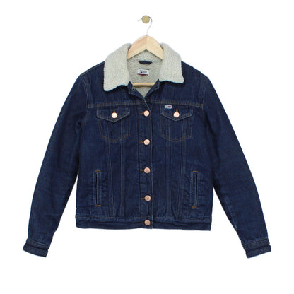 Womens Denim Jacket Sherpa Long Sleeve Cotton