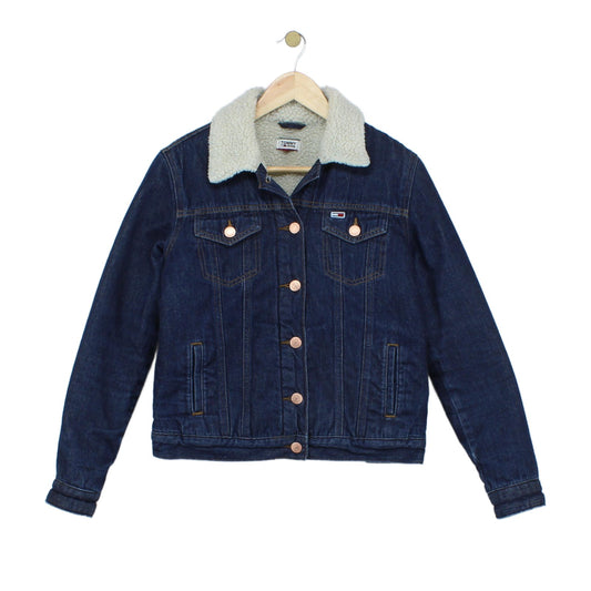 Womens Denim Jacket Sherpa Long Sleeve Cotton