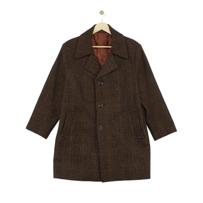 Mens Tweed Overcoat Plaid Retro 70S Wool