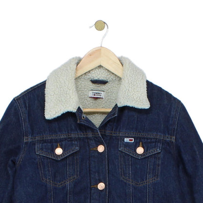 Womens Denim Jacket Sherpa Long Sleeve Cotton