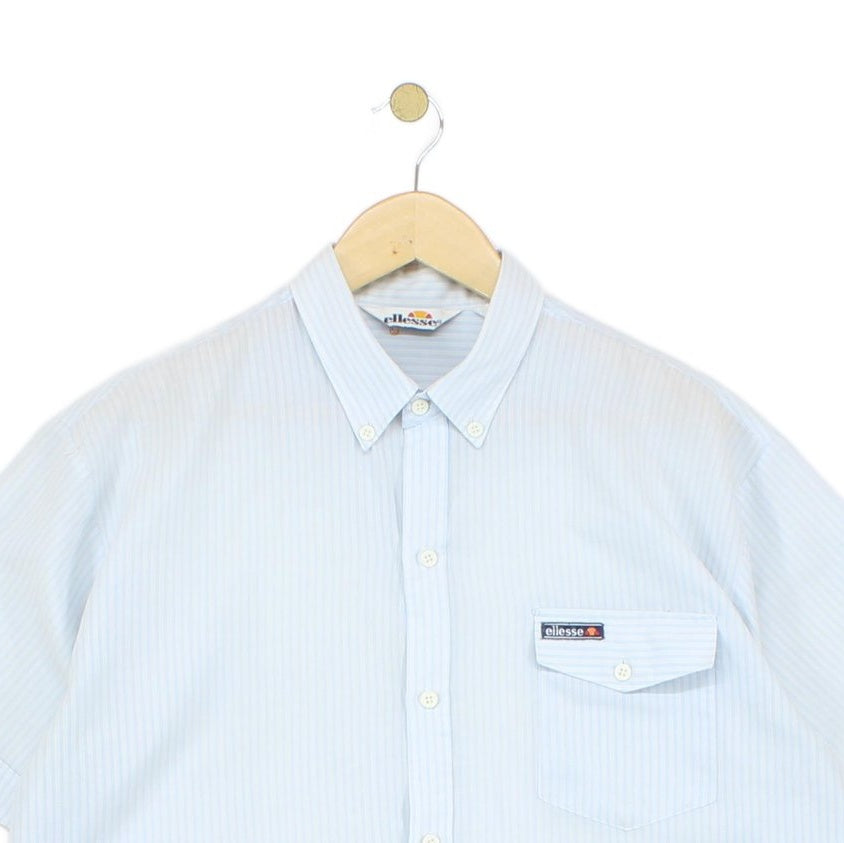 Mens 80S Striped Shirt Short Sleeve Button Up