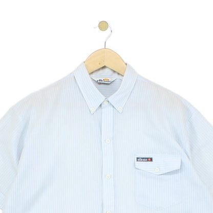 Mens 80S Striped Shirt Short Sleeve Button Up