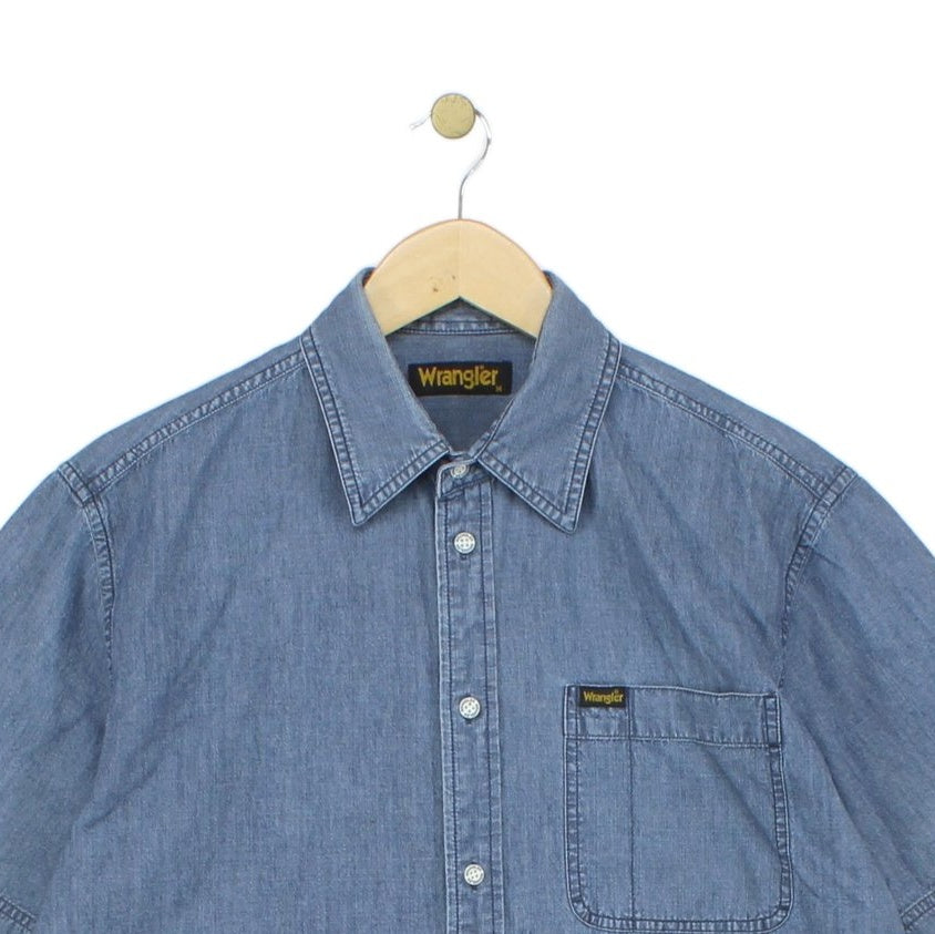 Mens Chambray Shirt Short Sleeve Collared