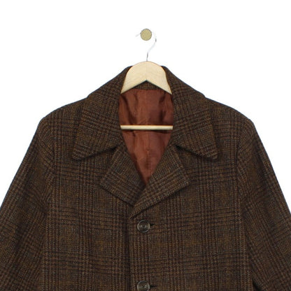 Mens Tweed Overcoat Plaid Retro 70S Wool