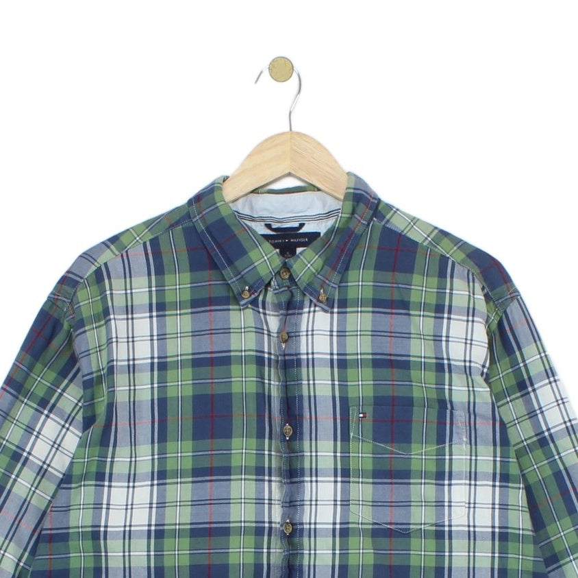 Mens Check Shirt Long Sleeve Cotton