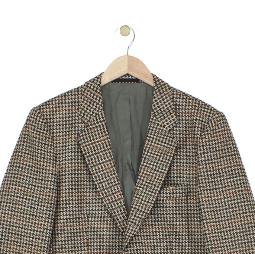Mens Tweed Blazer Houndstooth Notch Lapel