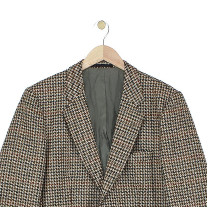 Mens Tweed Blazer Houndstooth Notch Lapel