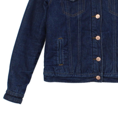 Womens Denim Jacket Sherpa Long Sleeve Cotton