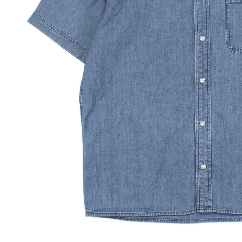 Mens Chambray Shirt Short Sleeve Collared