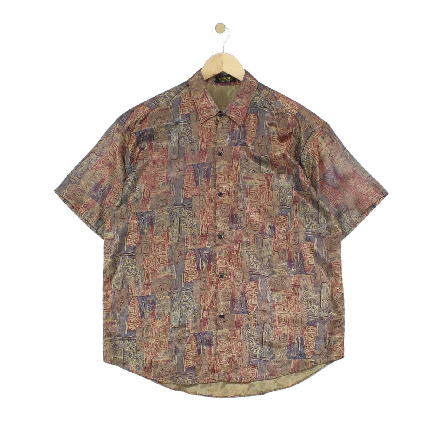 Mens Silk Patterned Shirt Short Sleeve