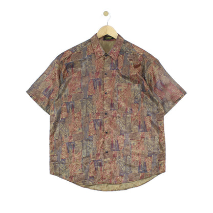 Mens Silk Patterned Shirt Short Sleeve