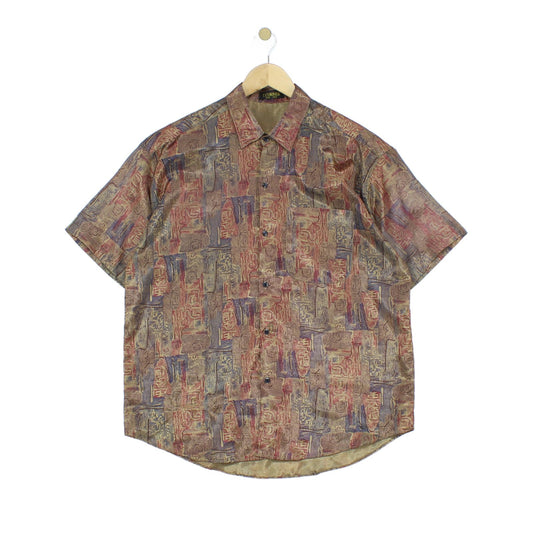 Mens Silk Patterned Shirt Short Sleeve