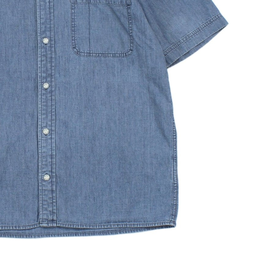 Mens Chambray Shirt Short Sleeve Collared