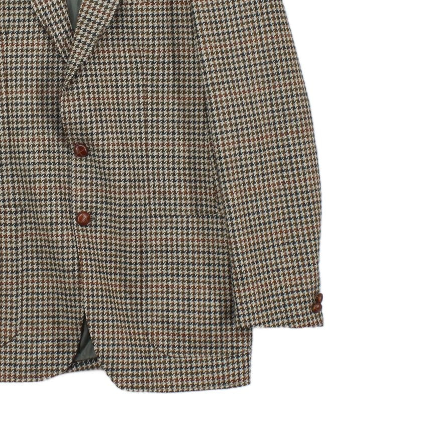 Mens Tweed Blazer Houndstooth Notch Lapel