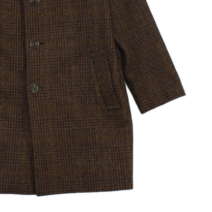 Mens Tweed Overcoat Plaid Retro 70S Wool