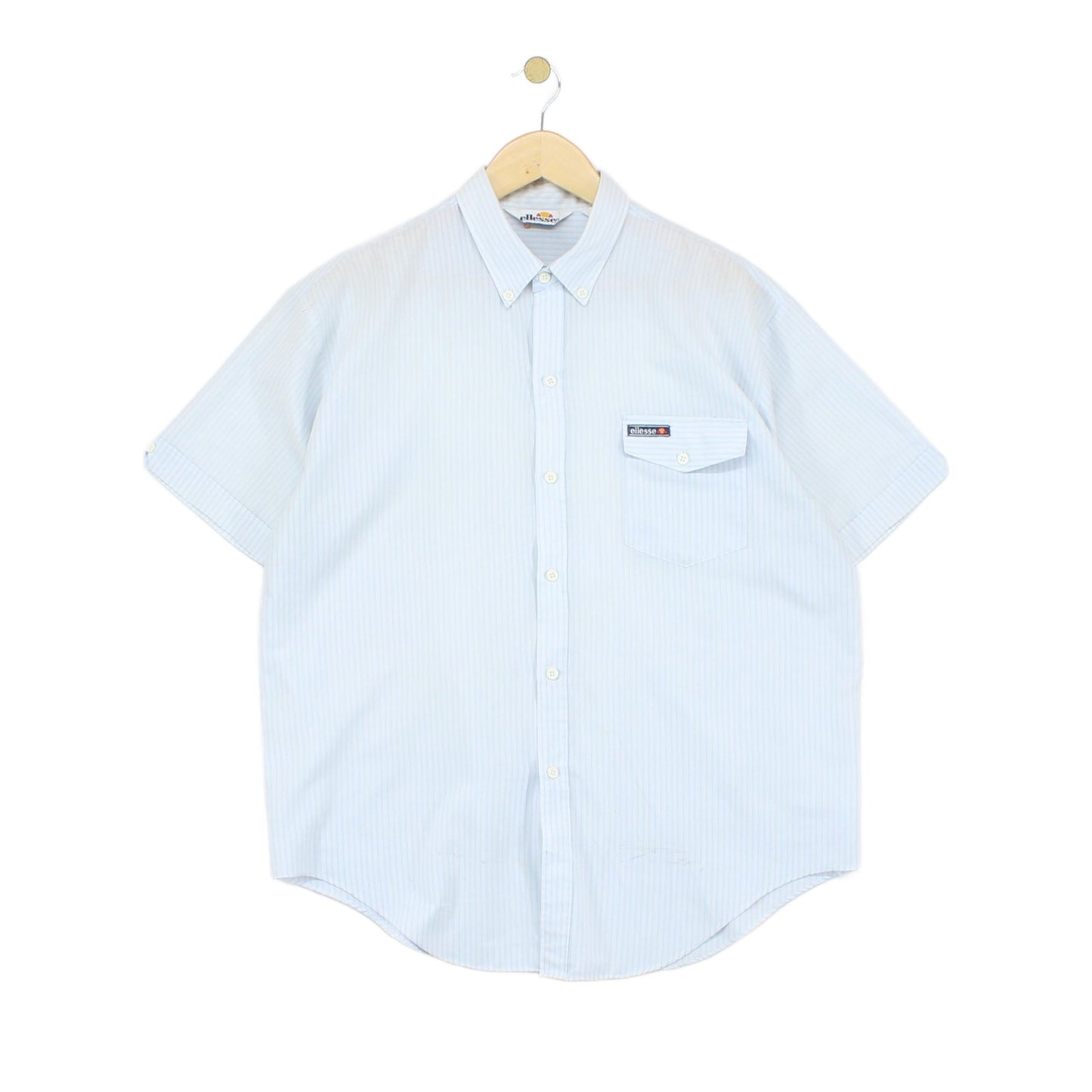 Mens 80S Striped Shirt Short Sleeve Button Up