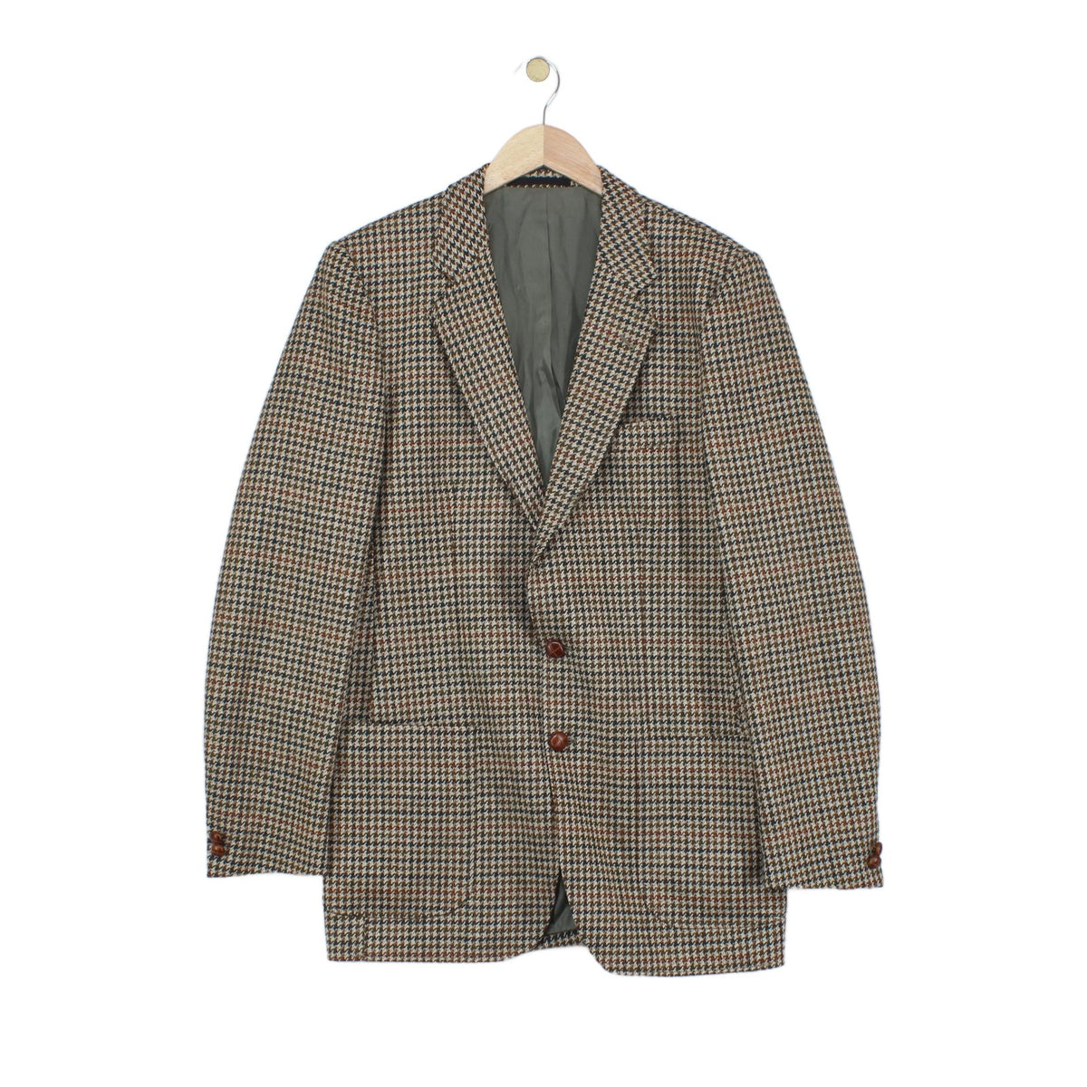 Mens Tweed Blazer Houndstooth Notch Lapel