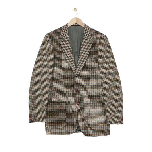 Mens Tweed Blazer Houndstooth Notch Lapel
