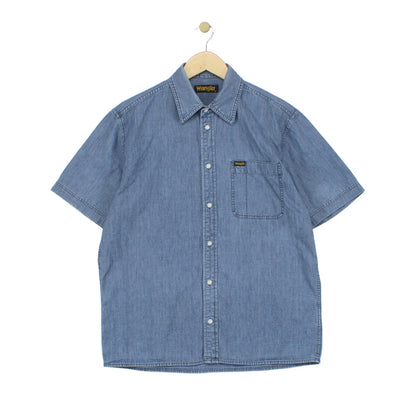 Mens Chambray Shirt Short Sleeve Collared