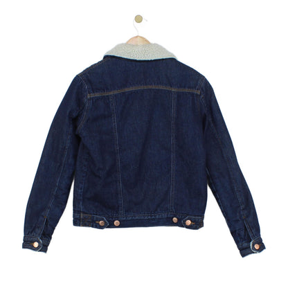 Womens Denim Jacket Sherpa Long Sleeve Cotton