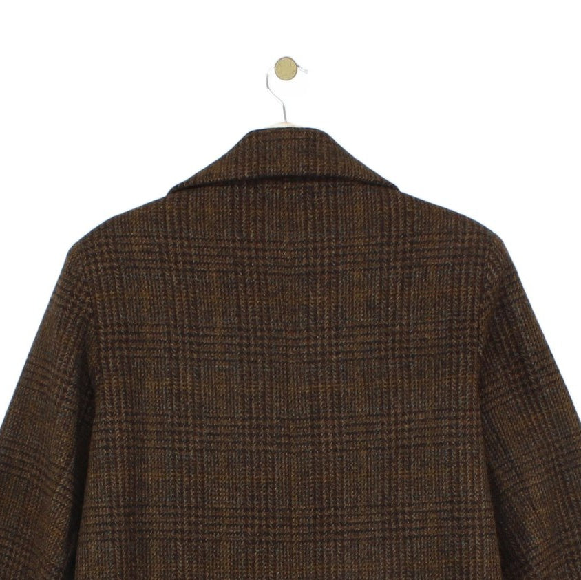 Mens Tweed Overcoat Plaid Retro 70S Wool