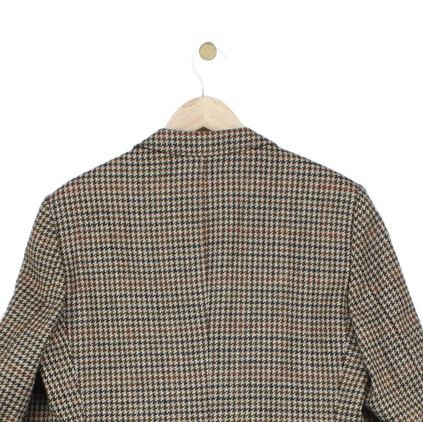 Mens Tweed Blazer Houndstooth Notch Lapel