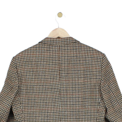 Mens Tweed Blazer Houndstooth Notch Lapel