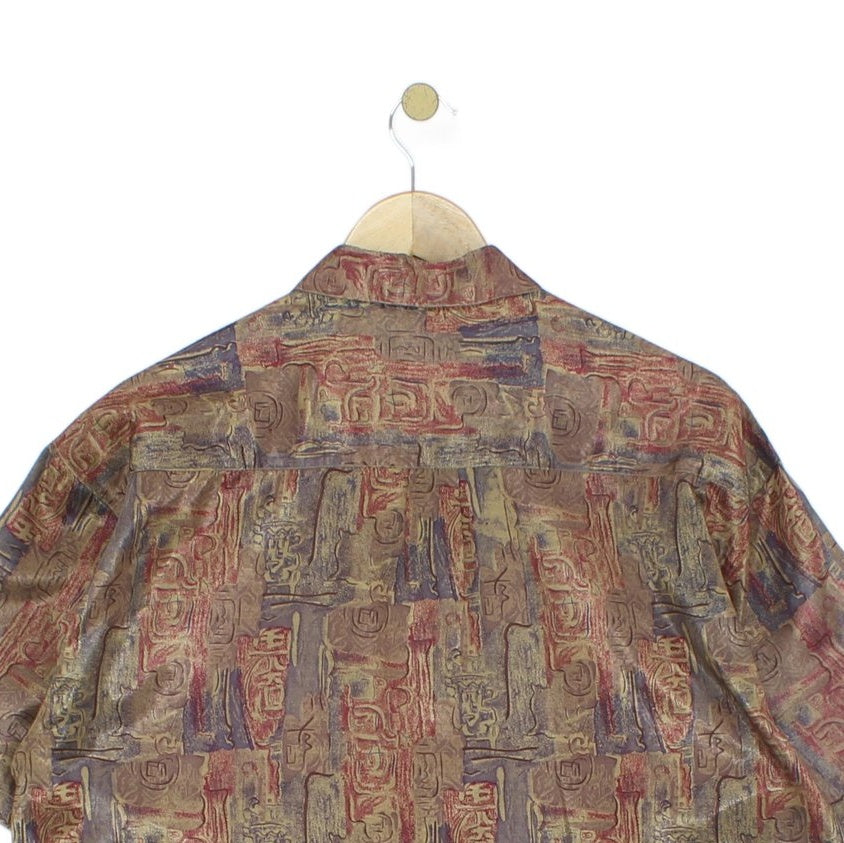 Mens Silk Patterned Shirt Short Sleeve
