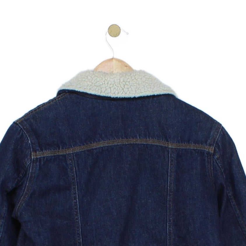 Womens Denim Jacket Sherpa Long Sleeve Cotton