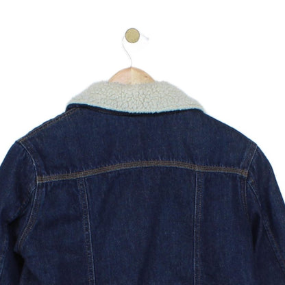 Womens Denim Jacket Sherpa Long Sleeve Cotton