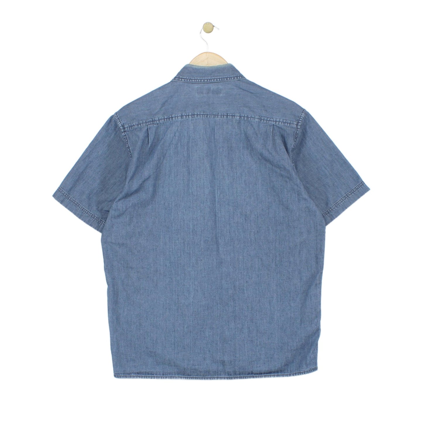 Mens Chambray Shirt Short Sleeve Collared
