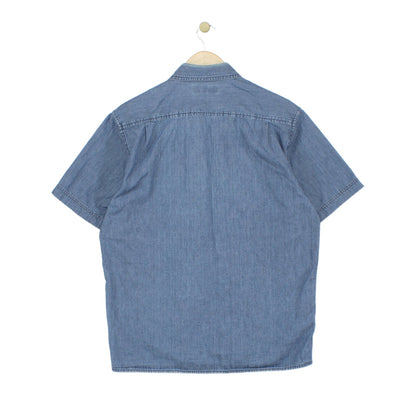Mens Chambray Shirt Short Sleeve Collared