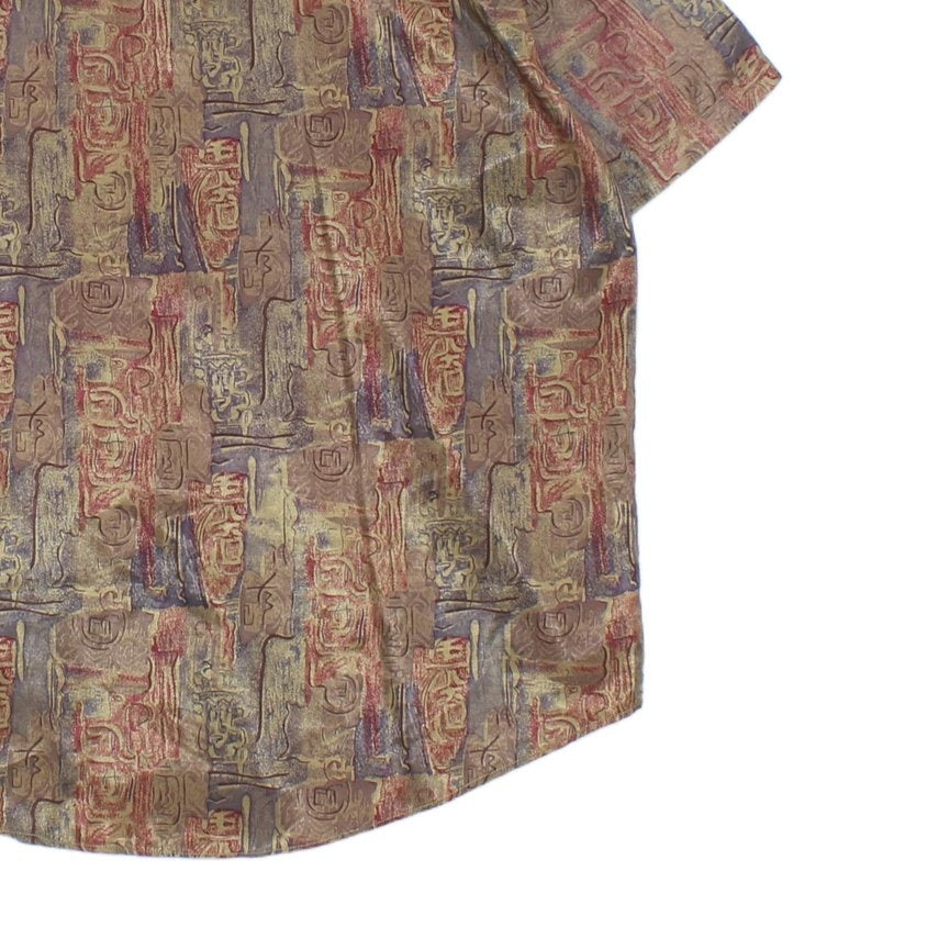 Mens Silk Patterned Shirt Short Sleeve