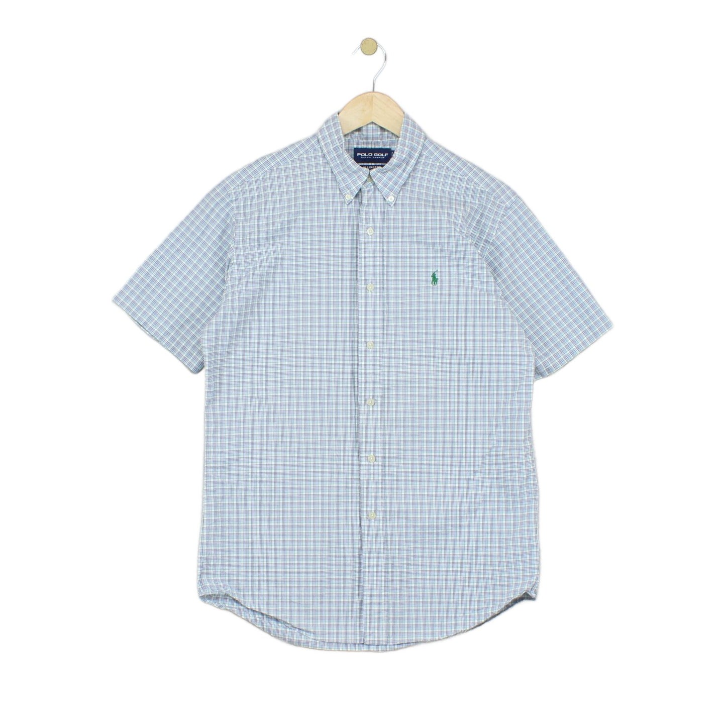 Mens Shirt  Button Down Short Sleeve Check