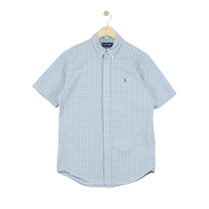 Mens Shirt  Button Down Short Sleeve Check